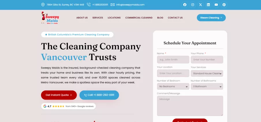 Sweepy Maids - cleaning companies in Canada. 

